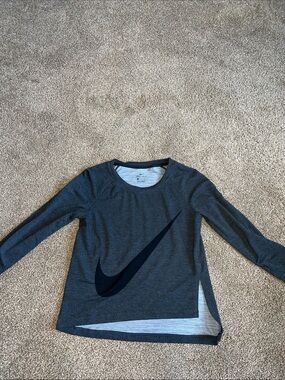 Nike Dark Gray Long Sleeve Tee with Black Swoosh